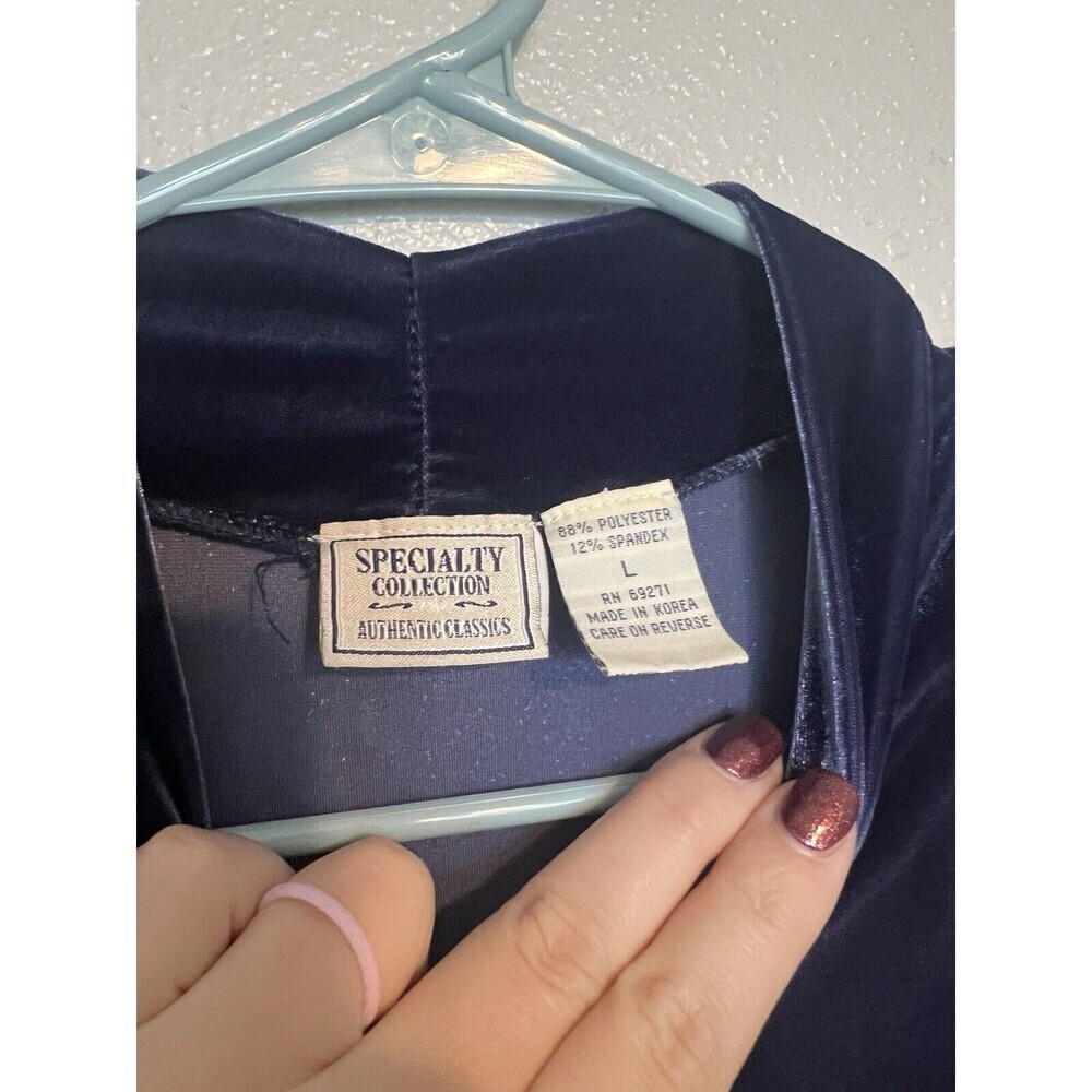 Vintage Women's Velvet Top Size Large Short Sleeved Shirt Speciality Collection - Picture 2 of 4